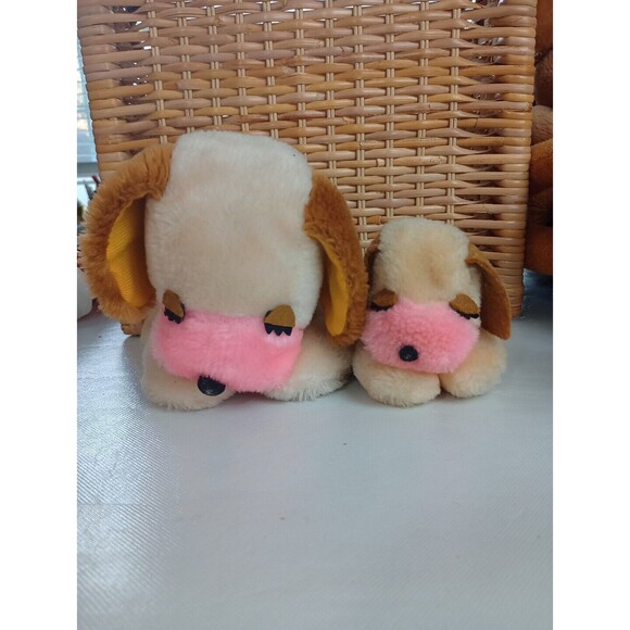Cream Puff Plush Dog Papa And Baby RARE BERRIE